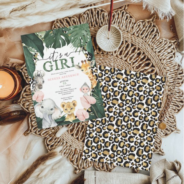 Wild Safari Animals Girl Baby Shower Einladung (Von Creator hochgeladen)