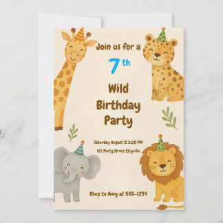 Wild Safari Birthday Invitation Einladung