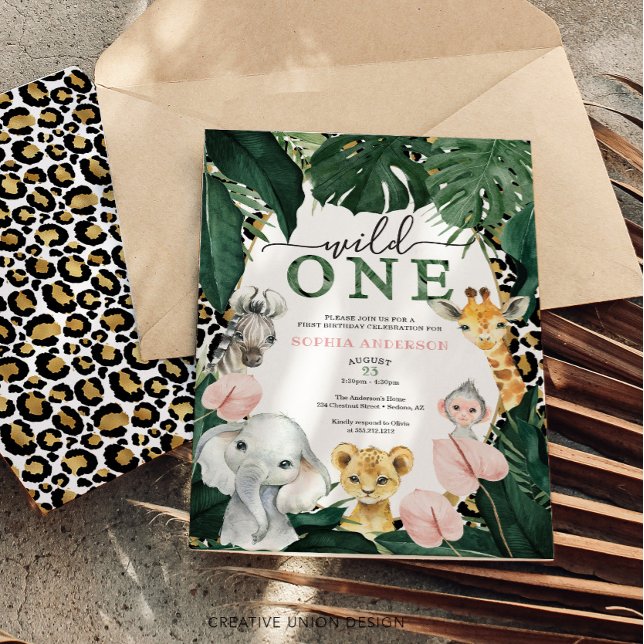 Wild Safari Jungle Animals 1. Geburtstag Einladung (Von Creator hochgeladen)