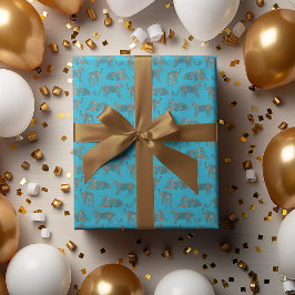 Wild Safari Jungle Leopard Gemustert Blue Geschenkpapier