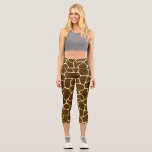 Wild Safari Natural Giraffe Print Capri Leggings