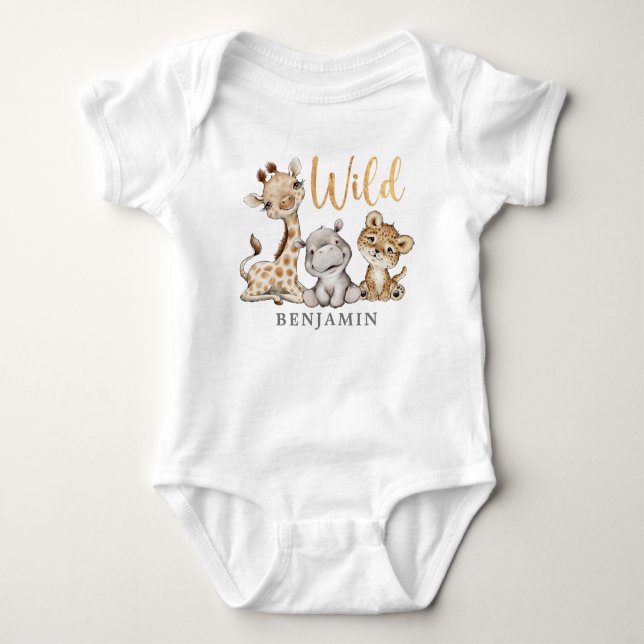 Wild Safari Neuborn Baby Bodysuit Baby Strampler (Vorderseite)