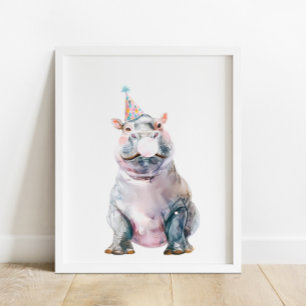 Wild Safari Party Hippo Animals Geburtstag Poster