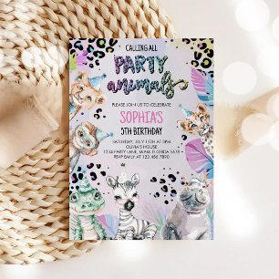 Wild Safari Party Tiere Jungle Tiere Geburtstag Einladung