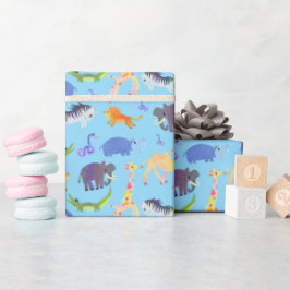 Wild Safari über Baby Blue Wrapping Paper Geschenkpapier