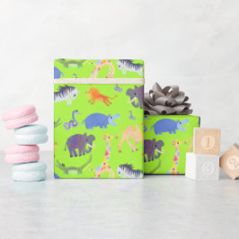 Wild Safari über grünes Lizard Wrapping Paper Geschenkpapier