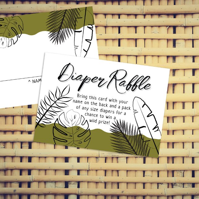 Wild Safari Verlasst Olive Green Diaper Raffle Begleitkarte (Von Creator hochgeladen)