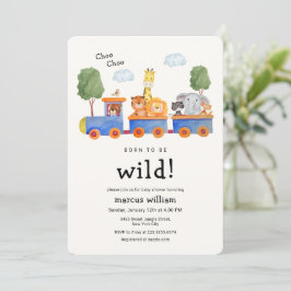 Wild Safari Zoo Animals Train Baby Shower Einladung
