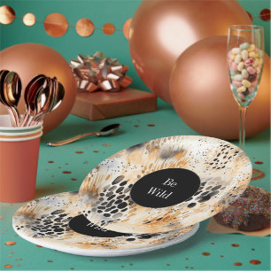 Wild Schwarzer Cream Leopard Pappteller