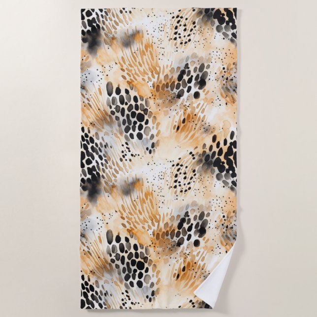 Wild Schwarzer Cream Leopard Strandtuch (Vorderseite)