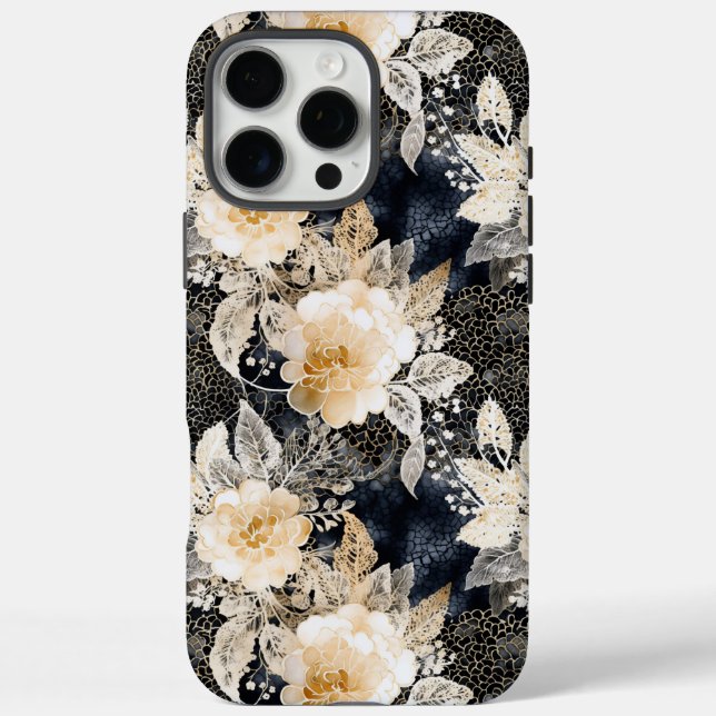 Wild Schwarzer Cream Leopard Tier Floral Case-Mate iPhone Hülle (Rückseite)