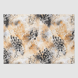 Wild Schwarzer Cream Leopard Tier Floral Seidenpapier