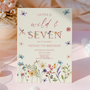 Wild & Seven Wildblumen-Blumen 7. Geburtstagsfeier Einladung