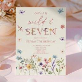 Wild & Seven Wildflower Floral 7th Birthday Party Einladung
