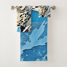 Wild Snow Leopard Design Badhandtuch Set