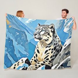 Wild Snow Leopard Design Fleecedecke