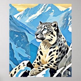Wild Snow Leopard Design Poster