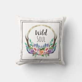 "WILD SOUL" Goldrahmen Natur Antler Wreath Boho Kissen