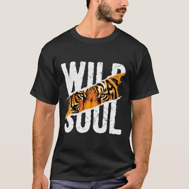 Wild Soul Tiger Eyes Grunge Grafischer T - Shirt (Vorderseite)