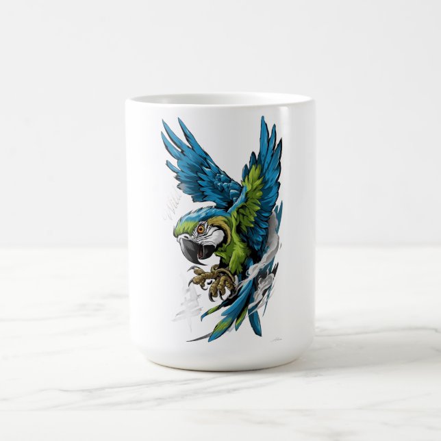Wild Spirit Ara Langarmshirt Kaffeetasse (Mittel)