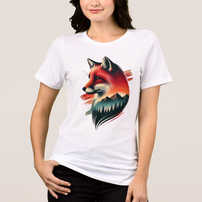 Wild Spirit Fox - Natur Inspiriert Kunst Tri-Blend Shirt (Vorderseite)