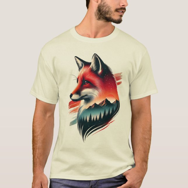Wild Spirit Fox - Natur Inspiriert künstlerischer  T-Shirt (Vorderseite)