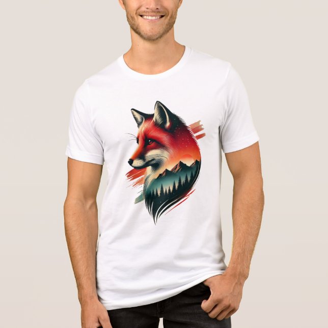 Wild Spirit Fox - Natur Inspiriert künstlerischer  Tri-Blend Shirt (Vorderseite)