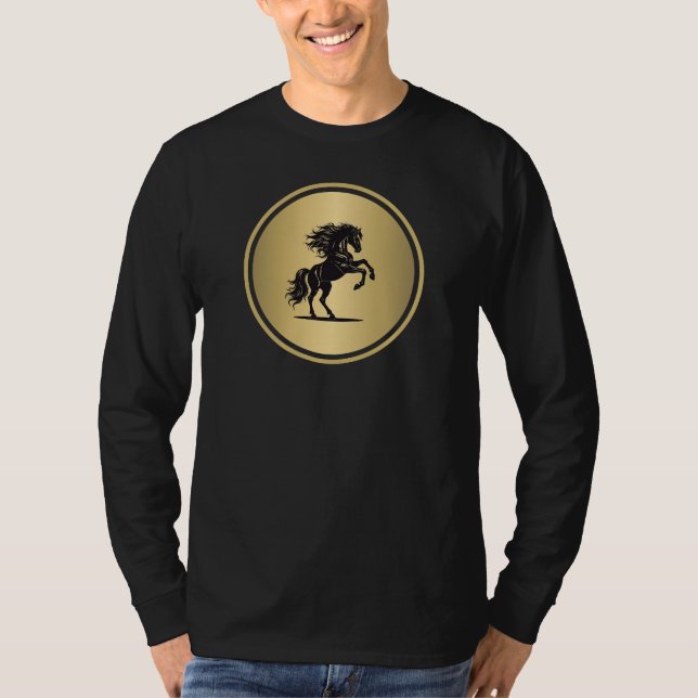 Wild Spirit Golden Bucking Horse T-Shirt (Vorderseite)