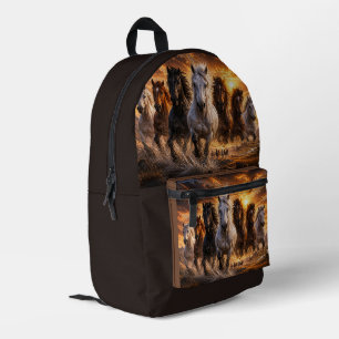 Wild Spirit Stampede – Majestätische laufende Pfer Bedruckter Rucksack