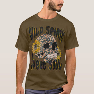 Wild Spirit Sweet Soul Skull Cheetah Sonnenblumen  T-Shirt