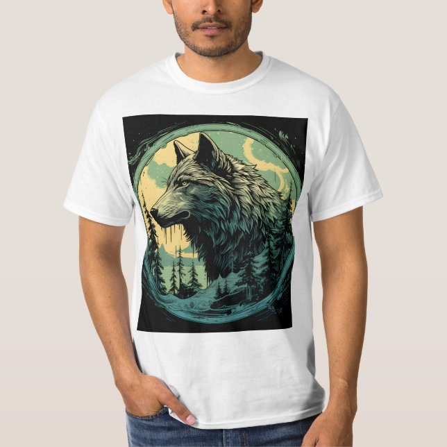 Wild Spirit Wolf T - Shirt - Forest Wilderness Ani (Vorderseite)