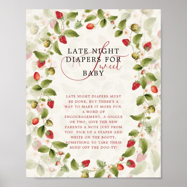 WILD STRAW BERRY SWEET BABY SHOWER SIGN POSTER (Vorne)