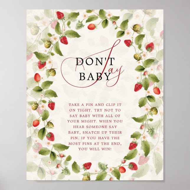 WILD STRAW BERRY SWEET BABY SHOWER SIGN POSTER (Vorne)