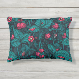 Wild strawberries, red and blue kissen für draußen
