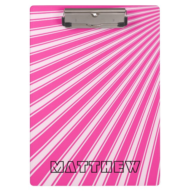 Wild Strawberry Color Stripe Funky Muster Klemmbrett (Vorderseite)