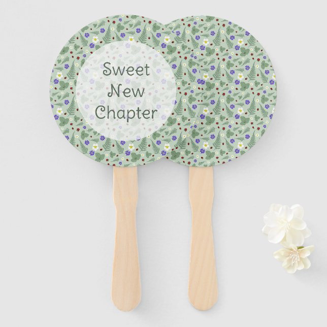 Wild Strawberry & Fern | Sage Green Retirement Fächer (Vorne und Hinten)