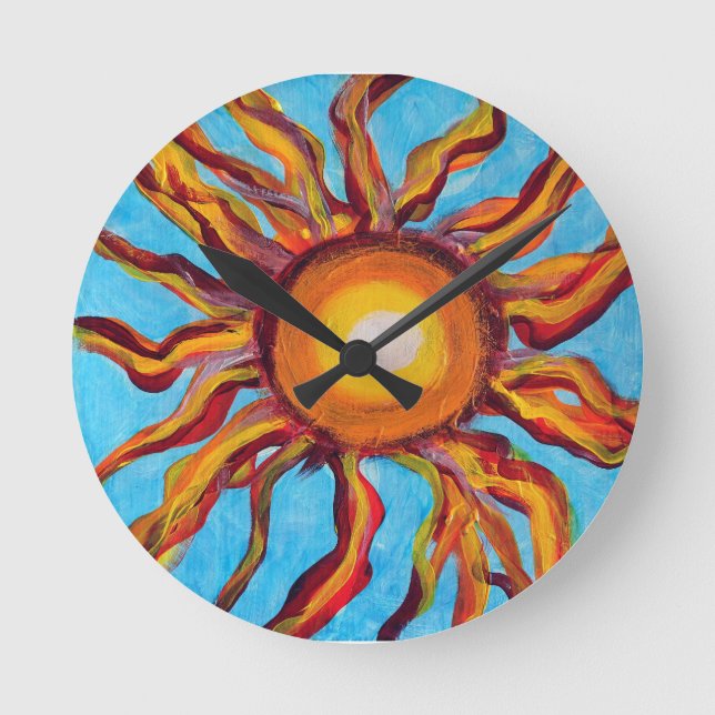 Wild Sun Runde Wanduhr (Vorderseite)