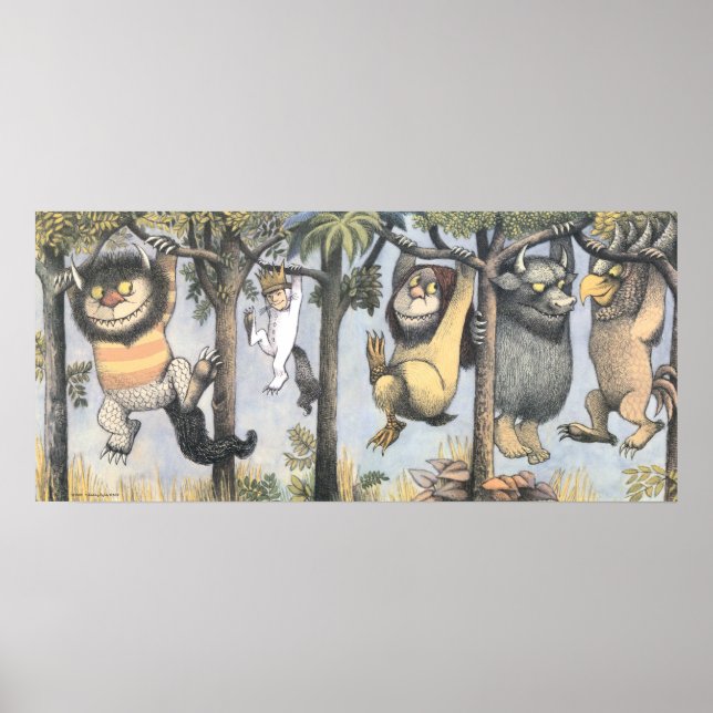 Wild Things and Max Swinging From Trees Poster (Vorne)