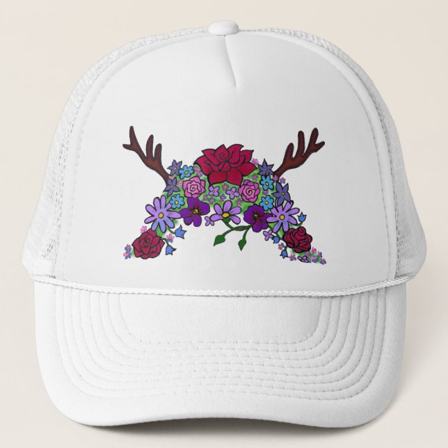 Wild Things Wildblume Queen Trucker Hat Truckerkappe (Vorderseite)