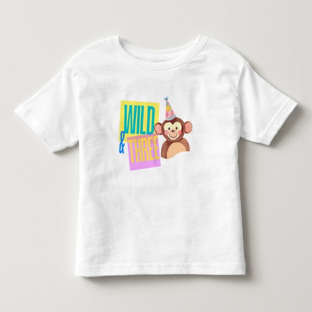 Wild & Three 3. Geburtstags-Affen-T - Shirt (Vorderseite)