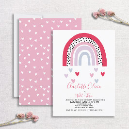 Wild & Three Pink Rainbow Girls Geburtstagsparty Einladung