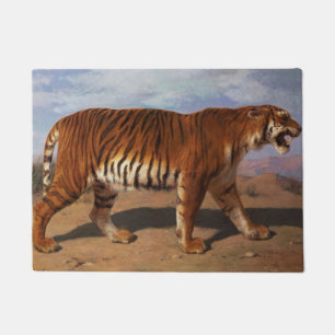 Wild Tiger auf der Jagd (von Rosa Bonheur) Fußmatte