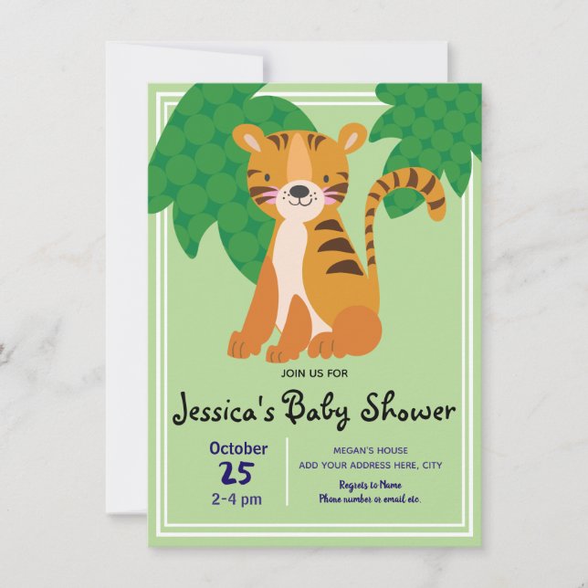 Wild Tiger Baby Shower Einladung (Vorderseite)