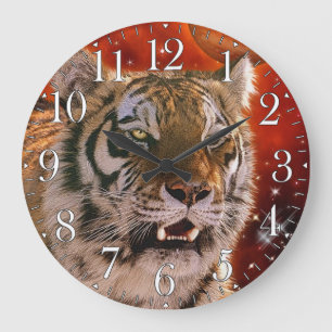 Wild Tiger Big Cat Art Tierliebhaber Wall Clock Große Wanduhr