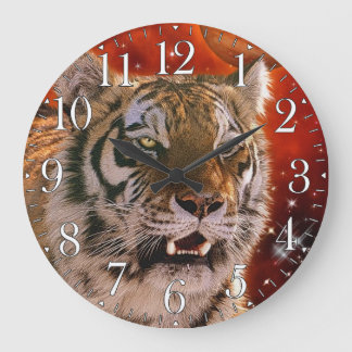Wild Tiger Big Cat Art Tierliebhaber Wall Clock Große Wanduhr