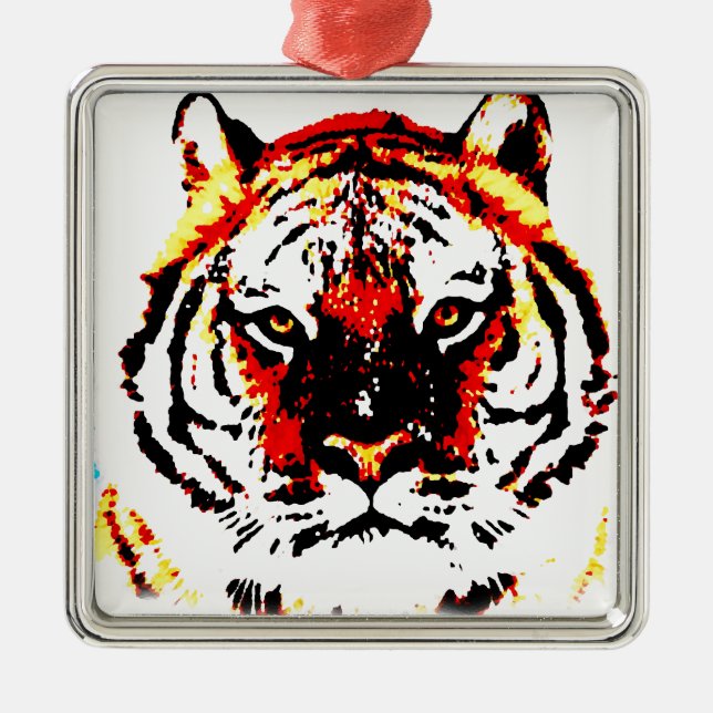Wild Tiger Eyes Ornament Aus Metall (Vorne)