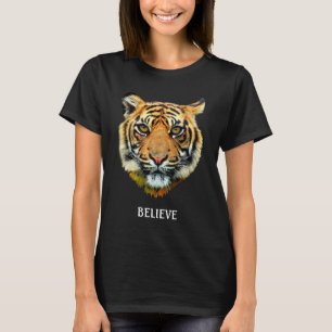 Wild Tiger Face & Glauve Calligraphy T - Shirt
