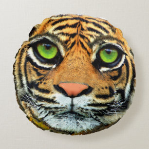 Wild Tiger Face Round Pillow Rundes Kissen