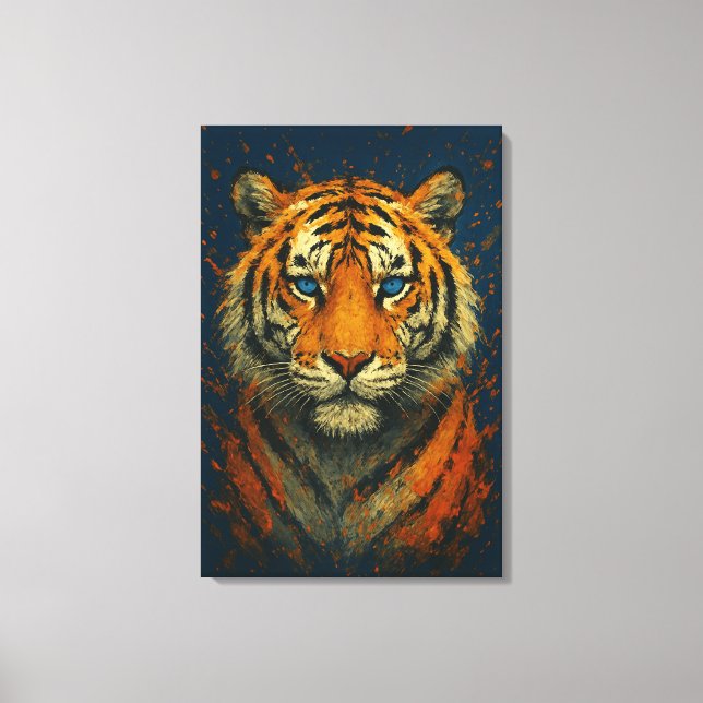 Wild Tiger - Fett gemalt Portrait Canvas Print Leinwanddruck (Vorderseite)
