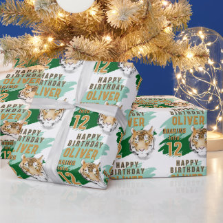 Wild Tiger Head Watercolor Birthday Geschenkpapier